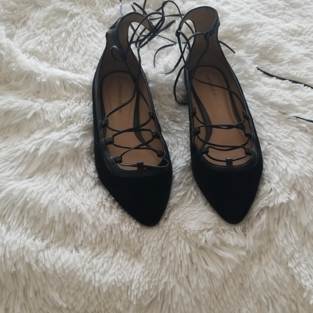 Black Tie-up Ballerina flats